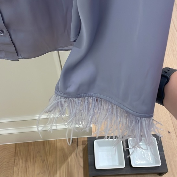 Purple silk blouse with feathers - Picture 3 of 4